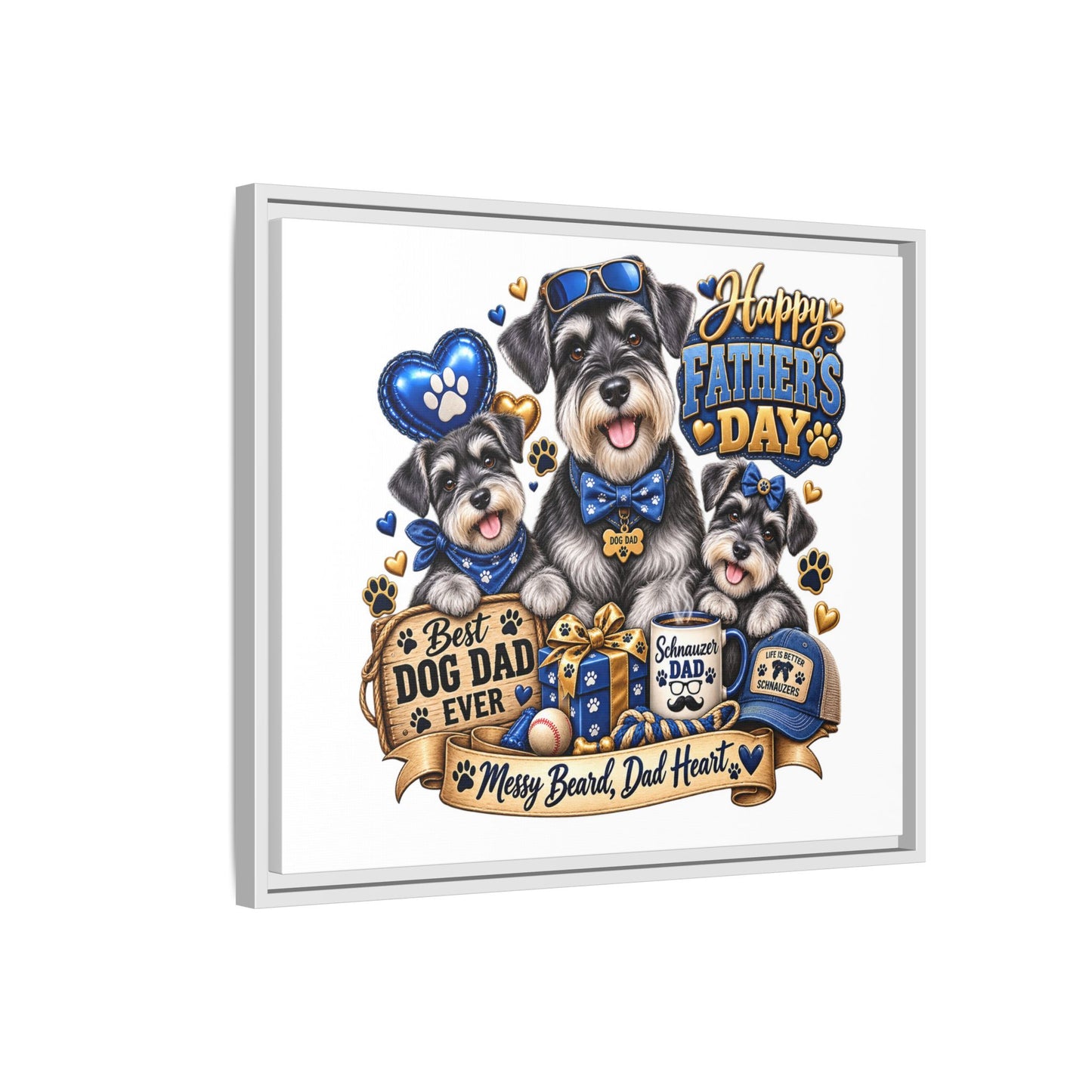 Happy Father's Day Schnauzer Canvas – Best Dog Dad Ever Framed Wall Art