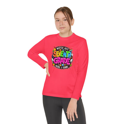 Seventh Grade Kids Long Sleeve Tee — "Watch Out… Here I Come" Back-to-School Shirt