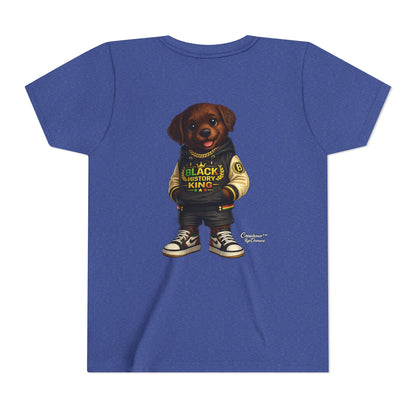 Youth Tee — 'Black History King' Puppy Graphic Shirt
