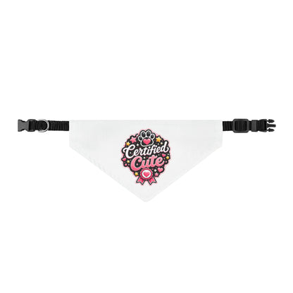 Clip-on Pet Bandana — "Certified Cute" Pink Paw Ribbon Dog & Cat Accessory