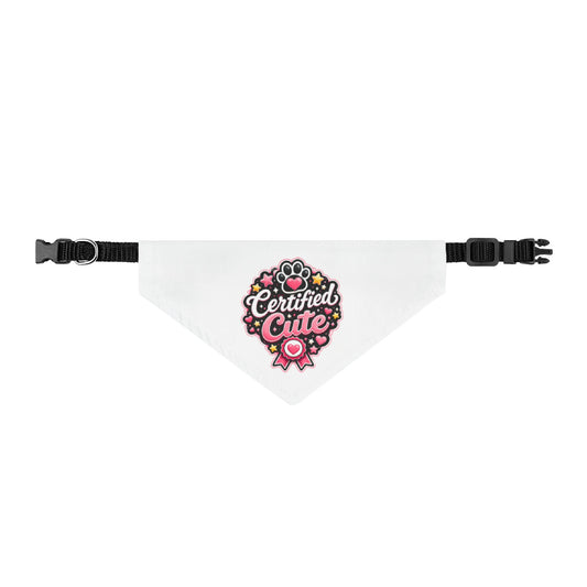 Clip-on Pet Bandana — "Certified Cute" Pink Paw Ribbon Dog & Cat Accessory