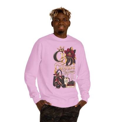 Crewneck Sweatshirt — CBD Creations Boutique Logo Graphic (Crown, Flowers, Books & Coffee)