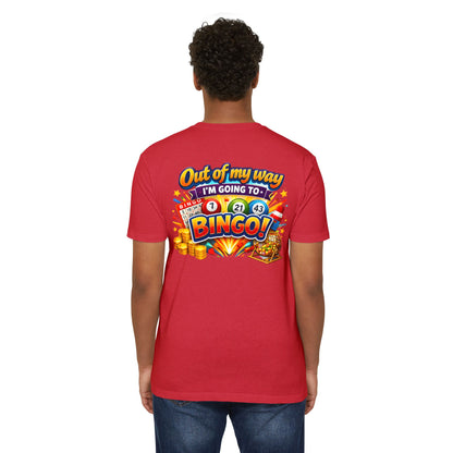 Bingo Enthusiast T-Shirt — "Out of My Way I'm Going to Bingo!" Graphic Tee