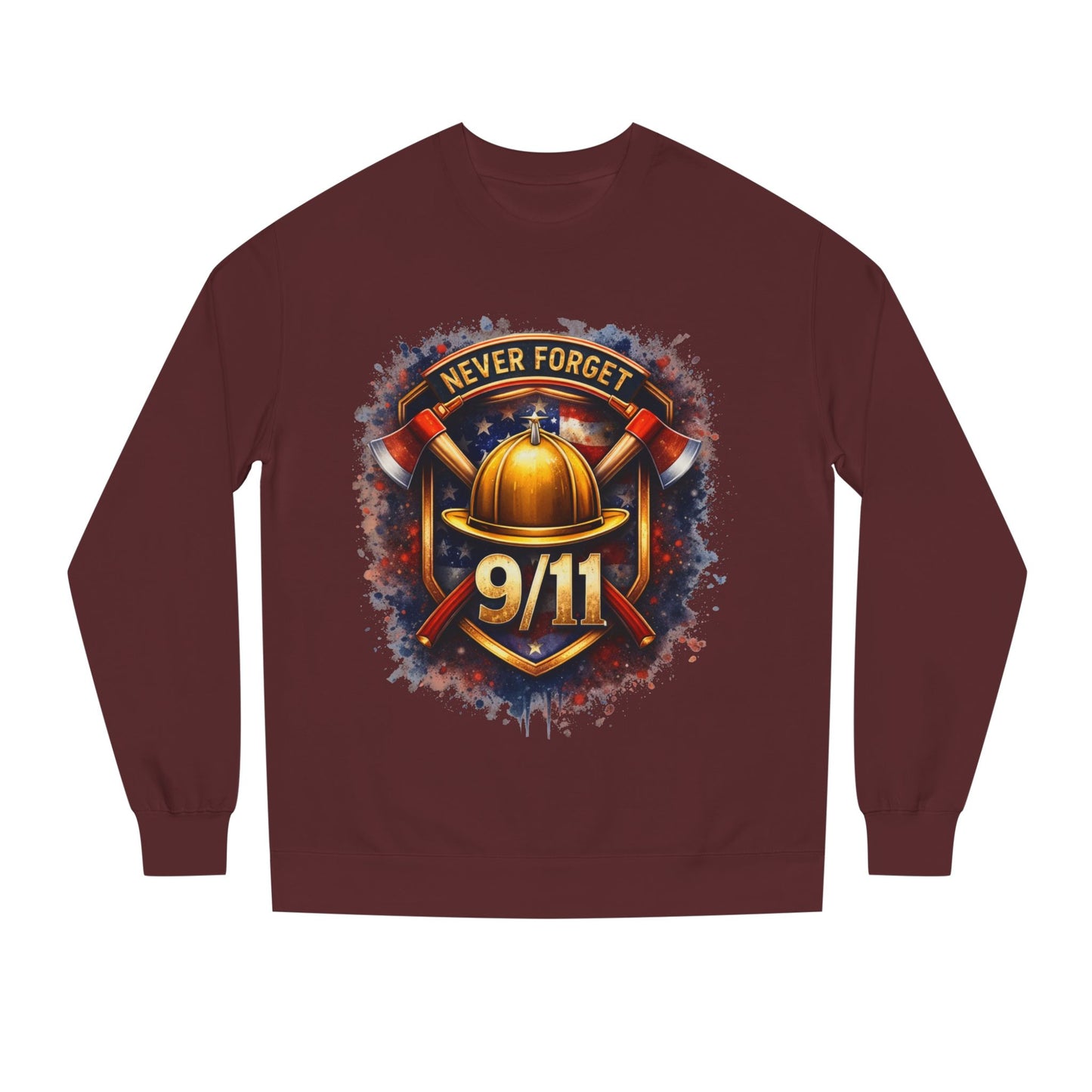 9/11 Never Forget Firefighter Helmet Crewneck Sweatshirt