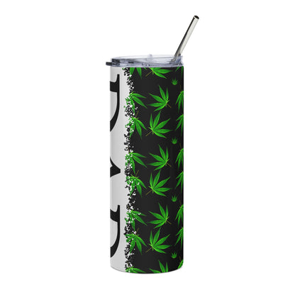 20oz Stainless Tumbler with Green Cannabis Leaf Pattern