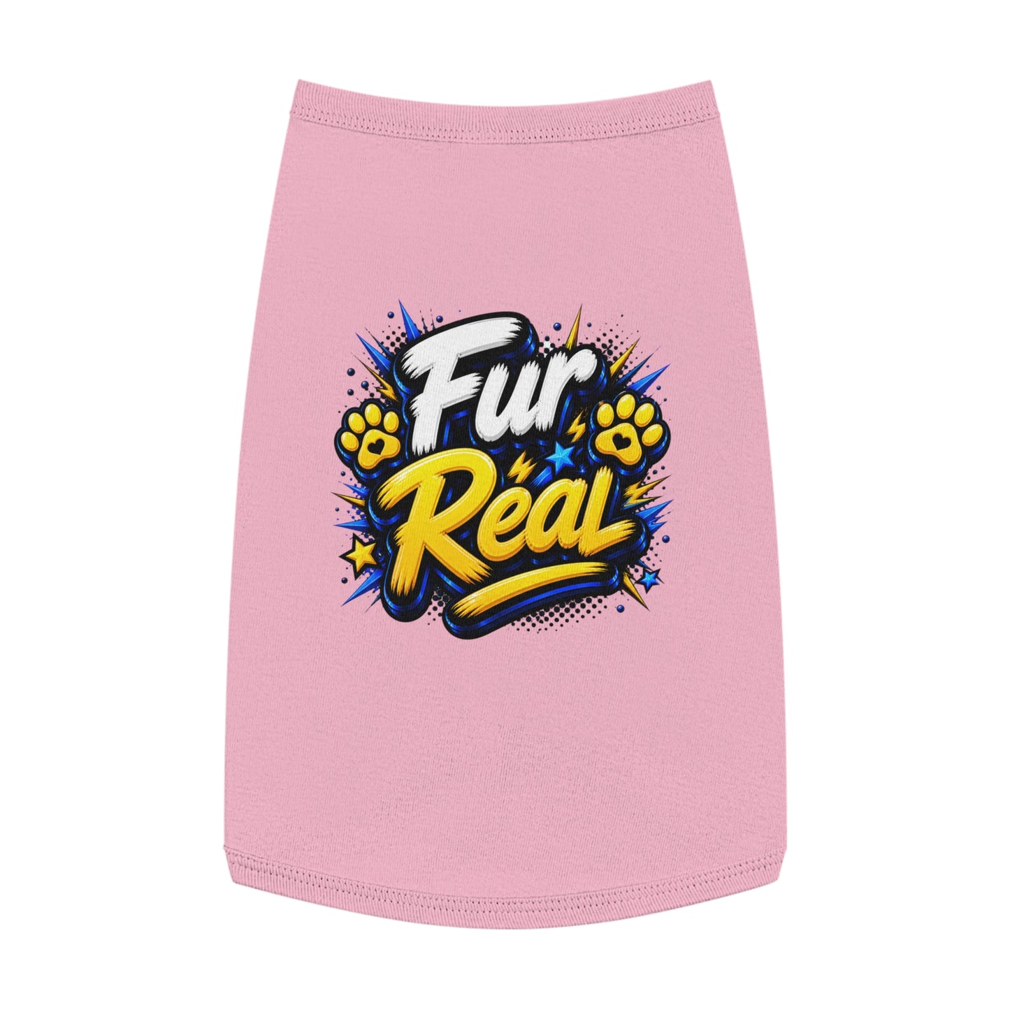 Pet Tank Top - "Fur Real" Graphic Dog & Cat Shirt, Funny Paw Print Pet Tee for Small Dogs & Cats