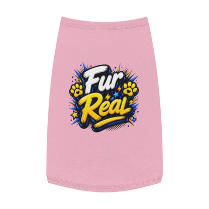 Pet Tank Top - "Fur Real" Graphic Dog & Cat Shirt, Funny Paw Print Pet Tee for Small Dogs & Cats