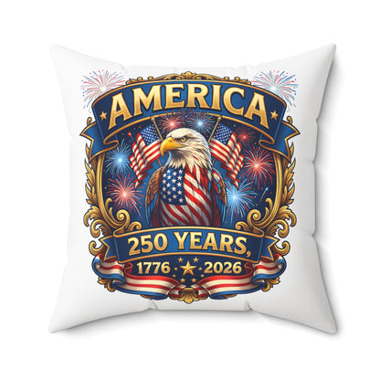 America 250th Anniversary Decorative Pillow — Eagle & Fireworks 1776–2026