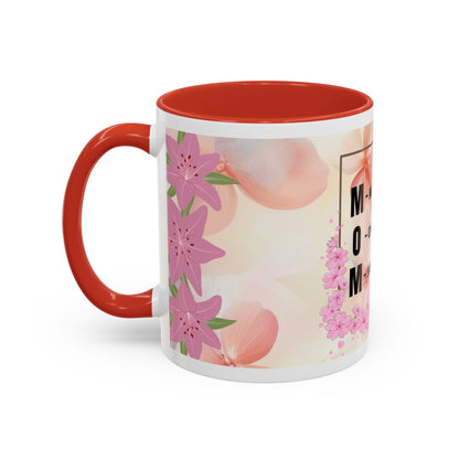 Mom Acronym Coffee Mug — "MOM: Magical • One-of-a-Kind • Motivator" Floral Accent