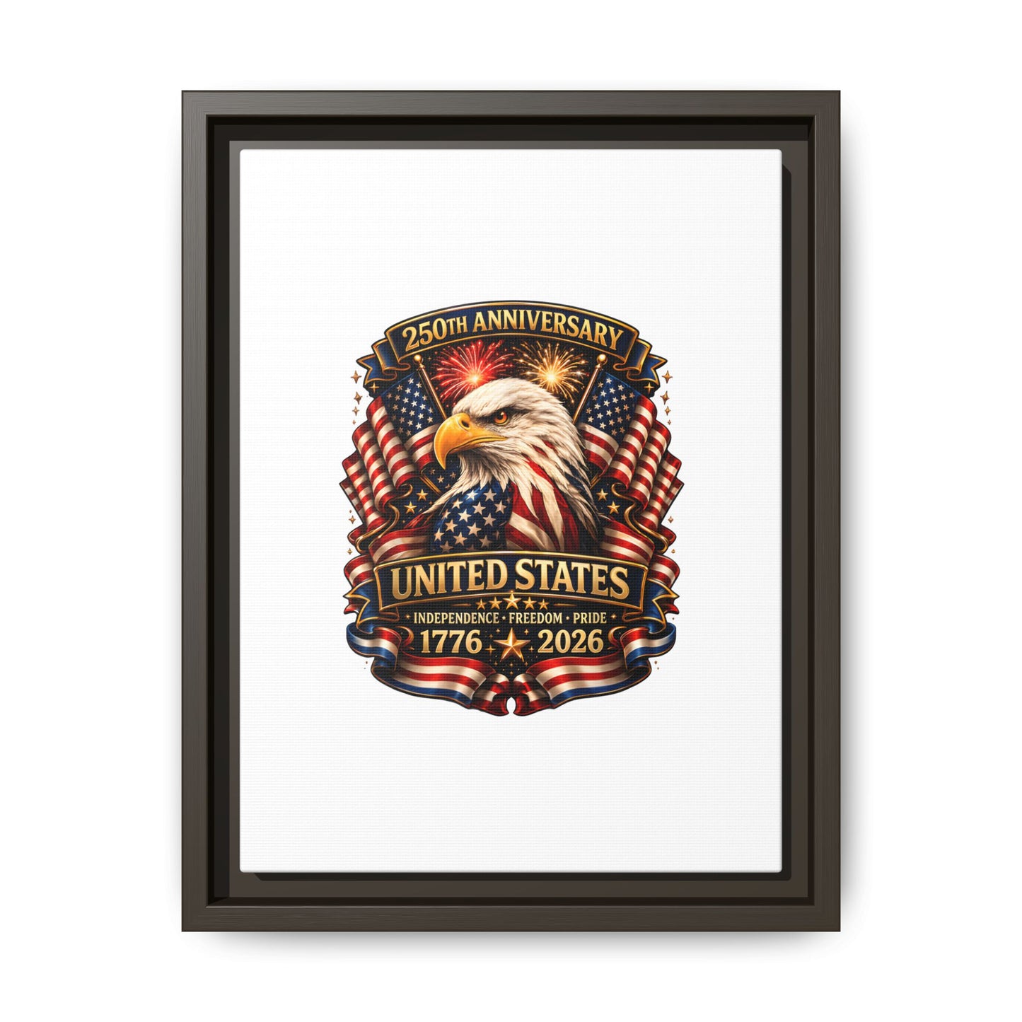 Patriotic Eagle 250th Anniversary Framed Canvas Print — United States 1776–2026