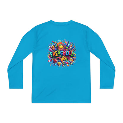 Youth Preschool Long Sleeve Tee - Colorful School Supplies Design