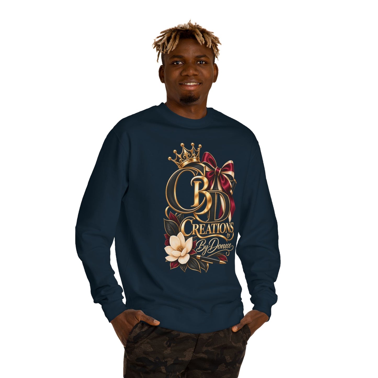CB Creations Crown Logo Sweatshirt — Floral Ribbon Graphic Crewneck