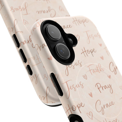 Christian Words Tough Magnetic Phone Case — Hope Pray Grace Jesus Faith