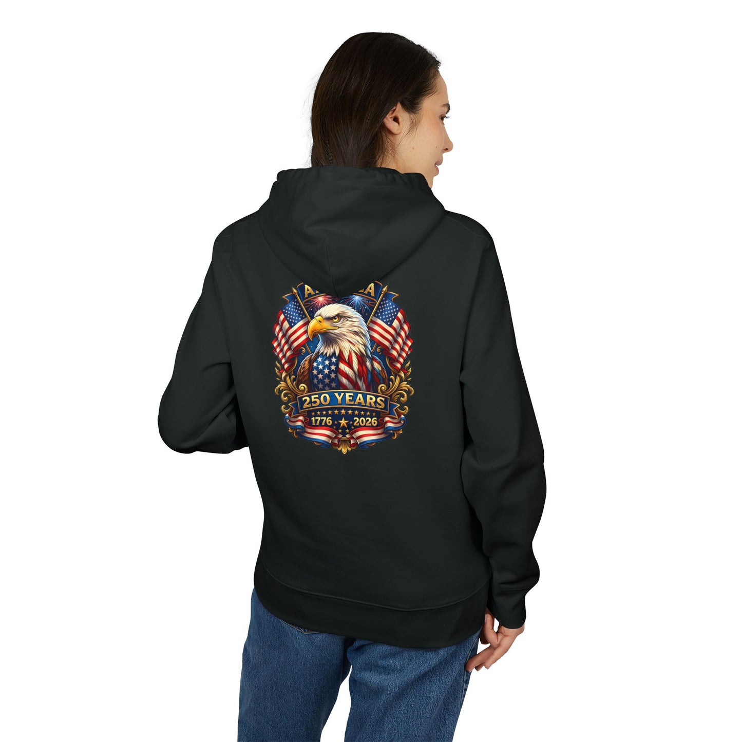 250 Years Patriotic Eagle Hoodie – American Flag 1776–2026 Anniversary