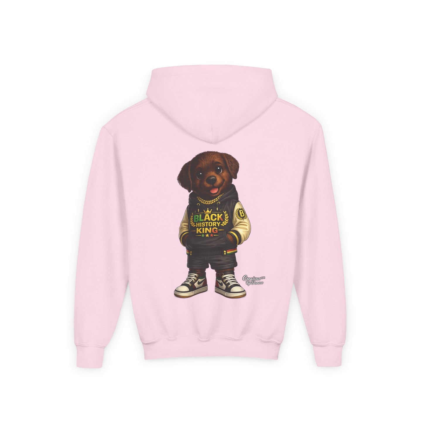 Youth Hoodie — 'Black History Kid' Puppy Graphic Sweatshirt