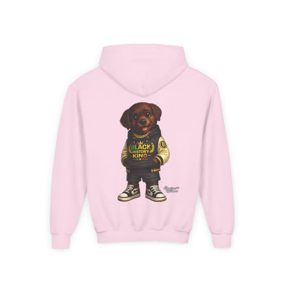 Youth Hoodie — 'Black History Kid' Puppy Graphic Sweatshirt