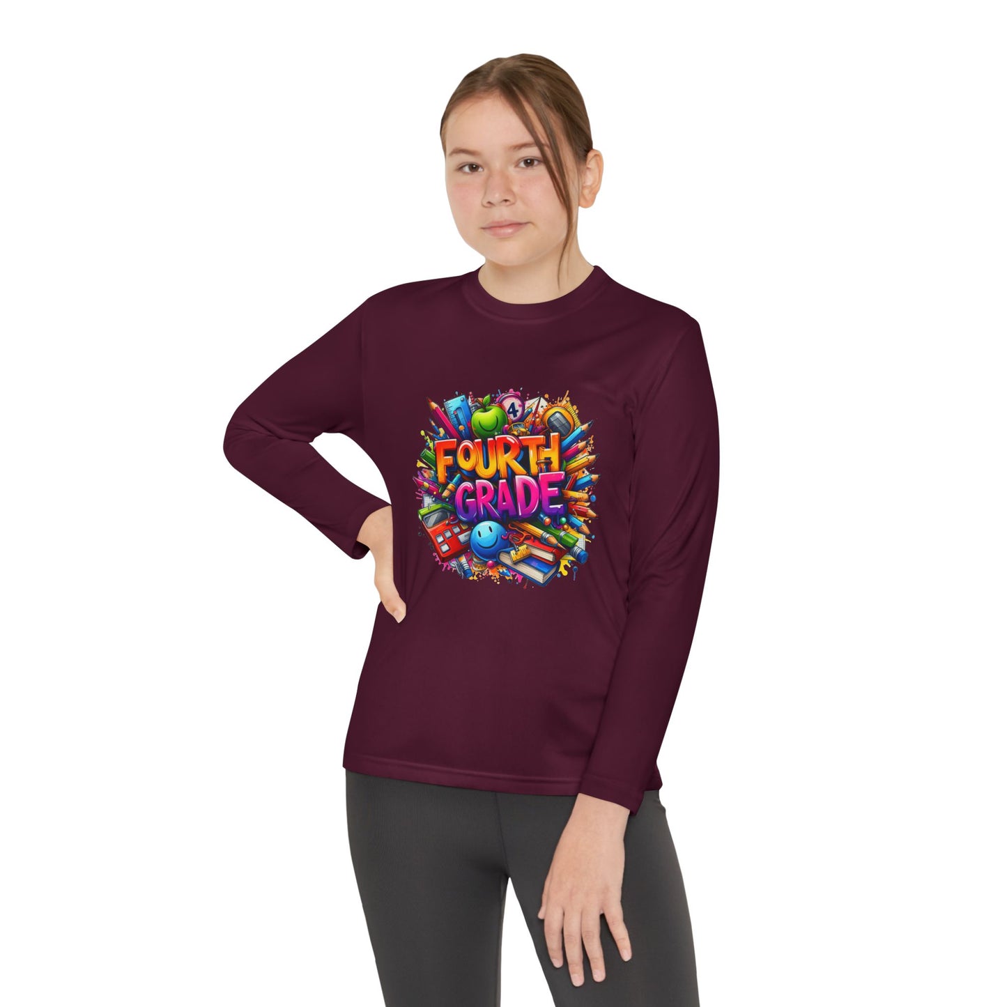 Fourth Grade Long Sleeve Tee — Colorful School Kids Shirt
