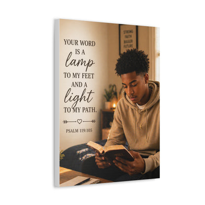 Stretched Canvas - "Your Word Is A Lamp" Psalm 119:105 Christian Wall Art