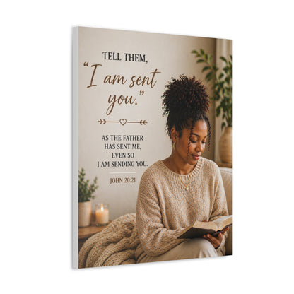Canvas Wall Art — "I Am Sent You" John 20:21 Inspirational Christian Prayer Decor
