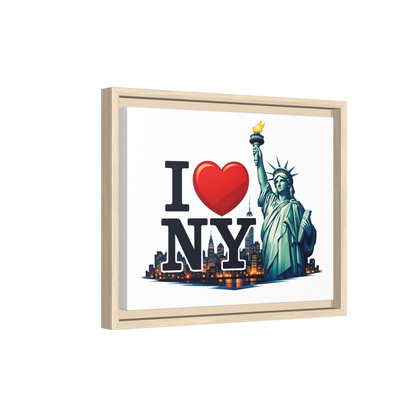 I Love NY Statue of Liberty Matte Framed Canvas