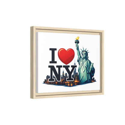 I Love NY Statue of Liberty Matte Framed Canvas