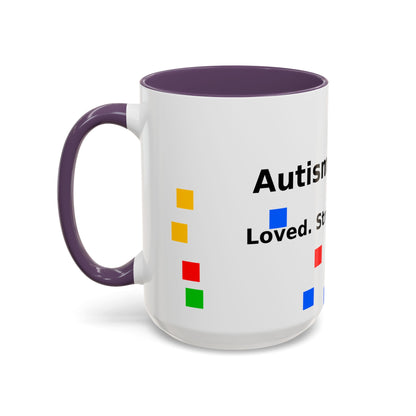 Autism Warrior Accent Coffee Mug – Bold Puzzle Pieces, Proud. Strong. Unique. (11/15oz)