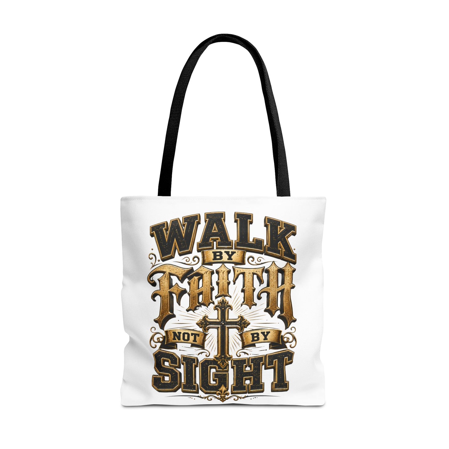 Walk by Faith Tote Bag — Christian Inspirational Cross Tote