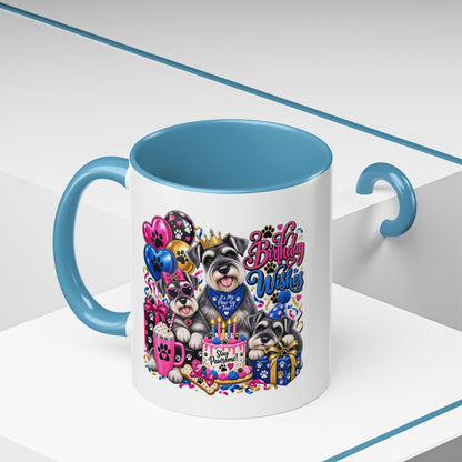 Birthday Wishes Dog Coffee Mug — Cute Paw Print Celebration Mug (11/15oz)