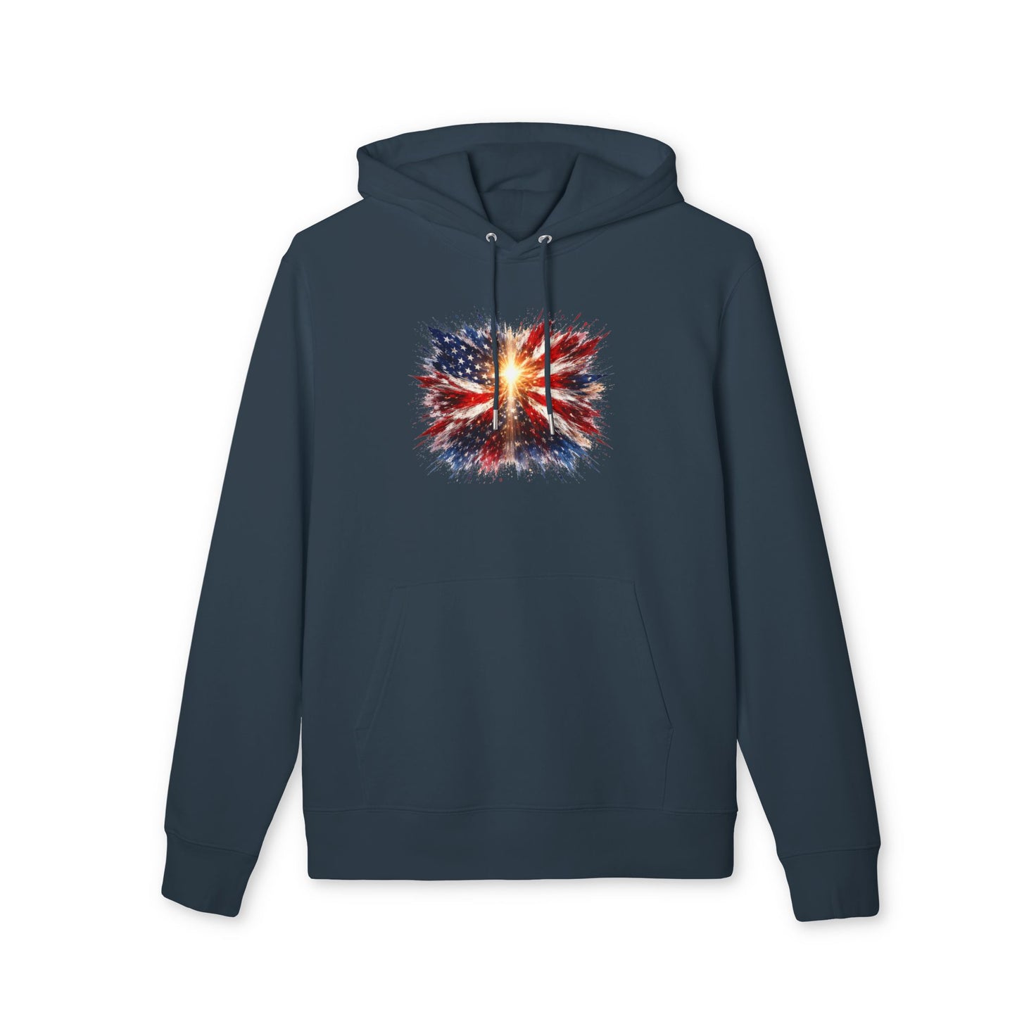 American Flag Explosion Hoodie — Patriotic Firework Pullover