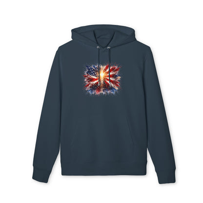 American Flag Explosion Hoodie — Patriotic Firework Pullover