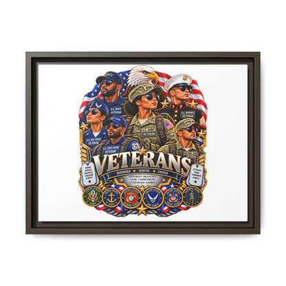 Veterans Tribute Matte Canvas Framed Wall Art