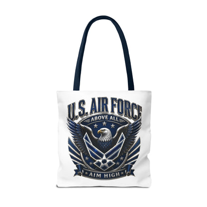 U.S. Air Force Eagle Tote Bag - "Aim High" Military Canvas Tote