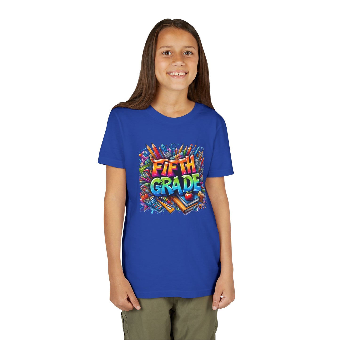 Fifth Grade Kid's Tee - Colorful School Supplies Back to School T-Shirt