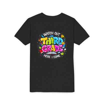 Third Grade Kids T‑Shirt — "Watch Out Third Grade Here I Come" Back-to-School Tee