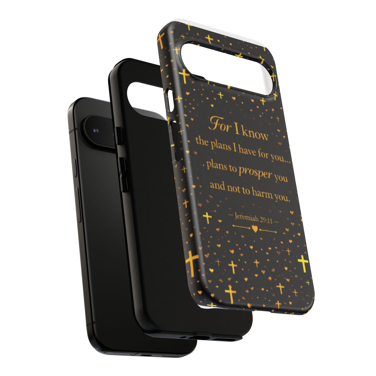Phone Case — "For I Know" Jeremiah 29:11 Gold Cross Christian Tough Case
