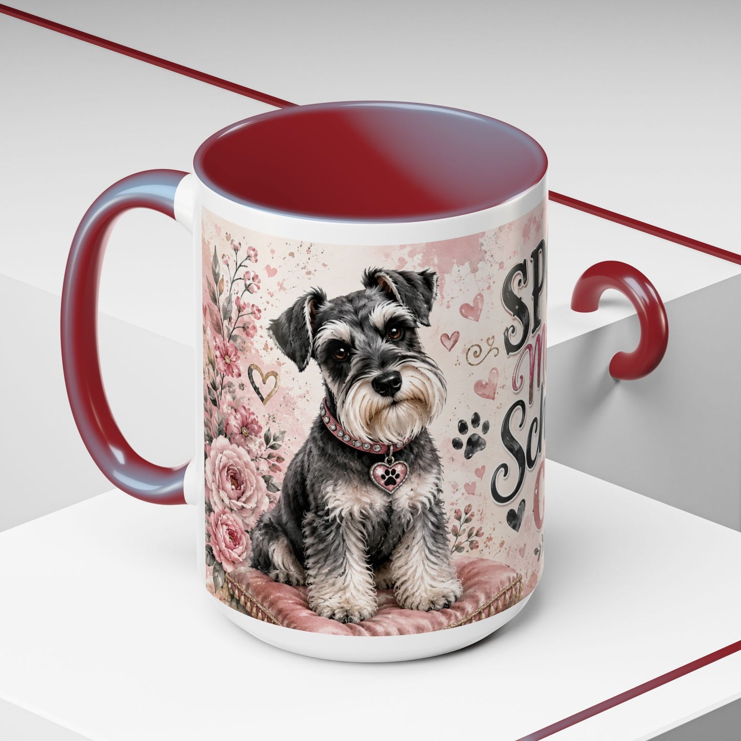 Spoiled Miniature Schnauzer Club Accent Coffee Mug — Cute Dog Mom Gift