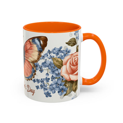 Mother's Day Butterfly Coffee Mug - 'Happy Mother's Day' Floral Accent Mug