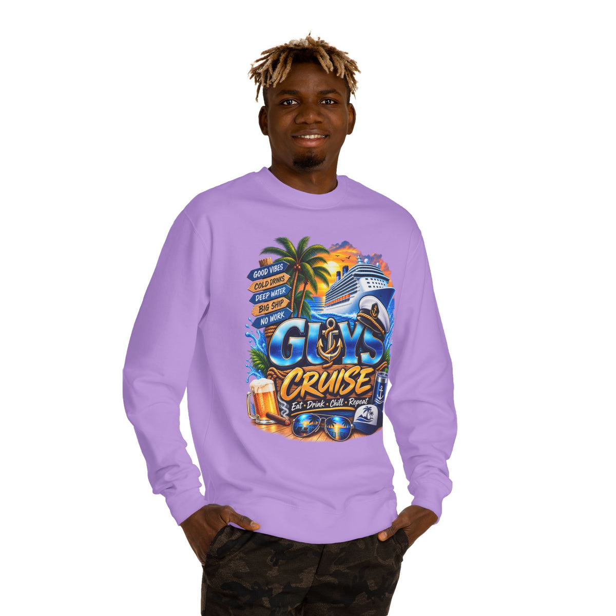 Guys Cruise Sweatshirt – Men’s Cruise Vacation Graphic Crewneck