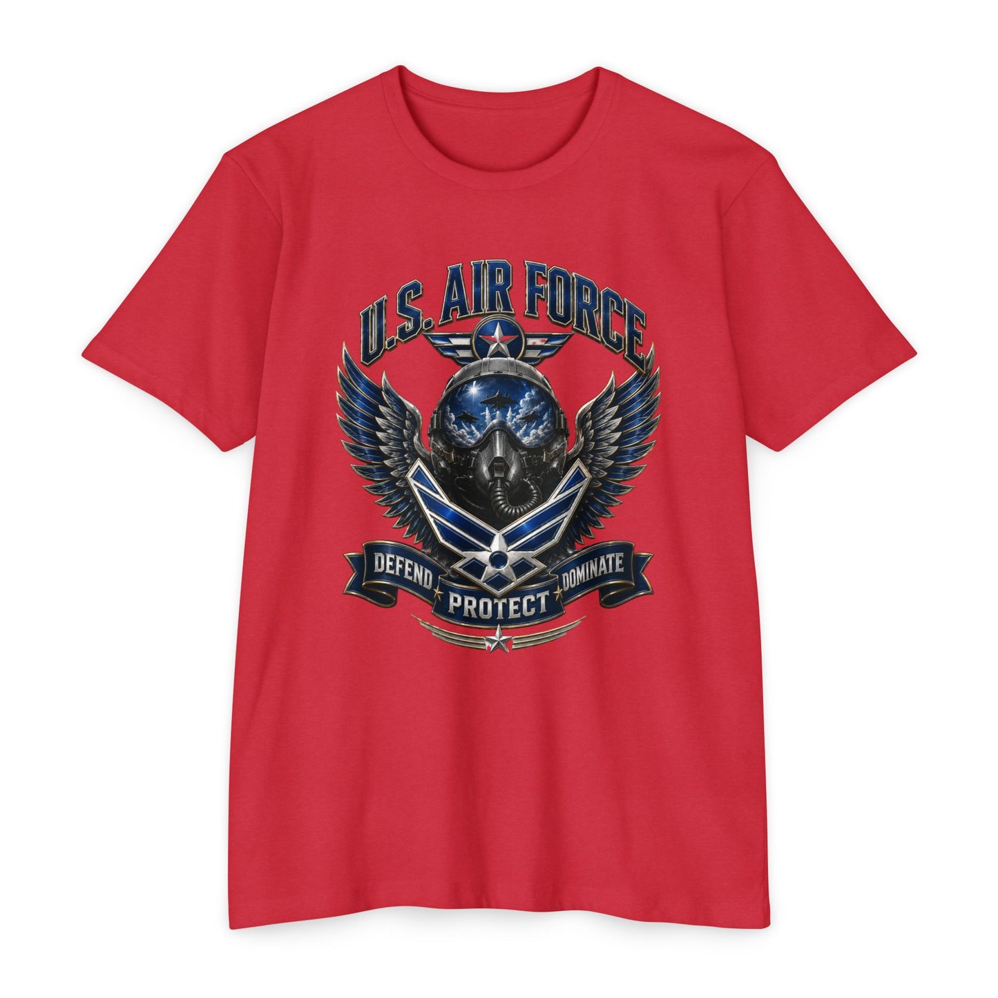 U.S. Air Force Skull Wings T-Shirt — Defend Protect Dominate Military Tee