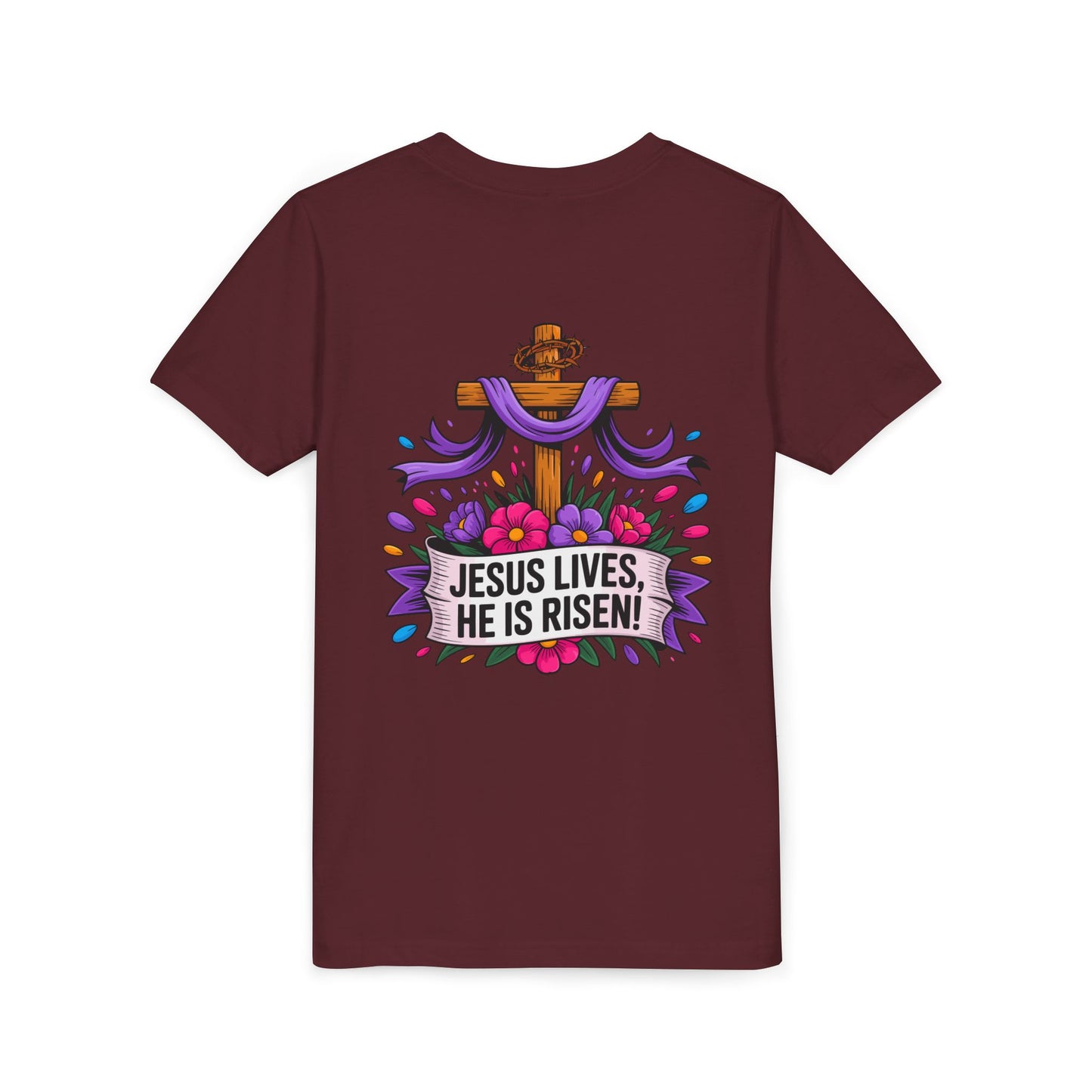 Youth Tee — "Jesus Lives, He Is Risen!" Easter Christian Tee