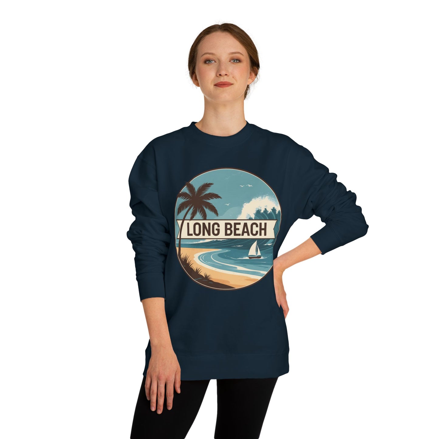 Long Beach Vintage Beach Scene Sweatshirt