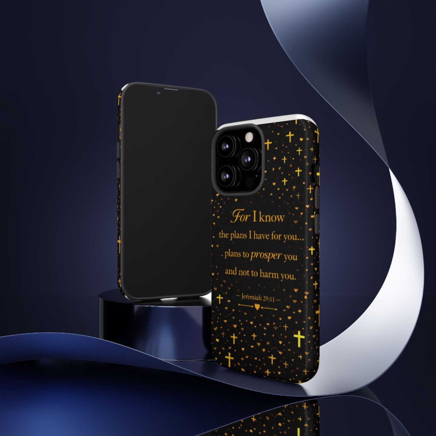 Phone Case — "For I Know" Jeremiah 29:11 Gold Cross Christian Tough Case