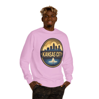 Kansas City Skyline Crewneck Sweatshirt – Cityscape Fountain Graphic