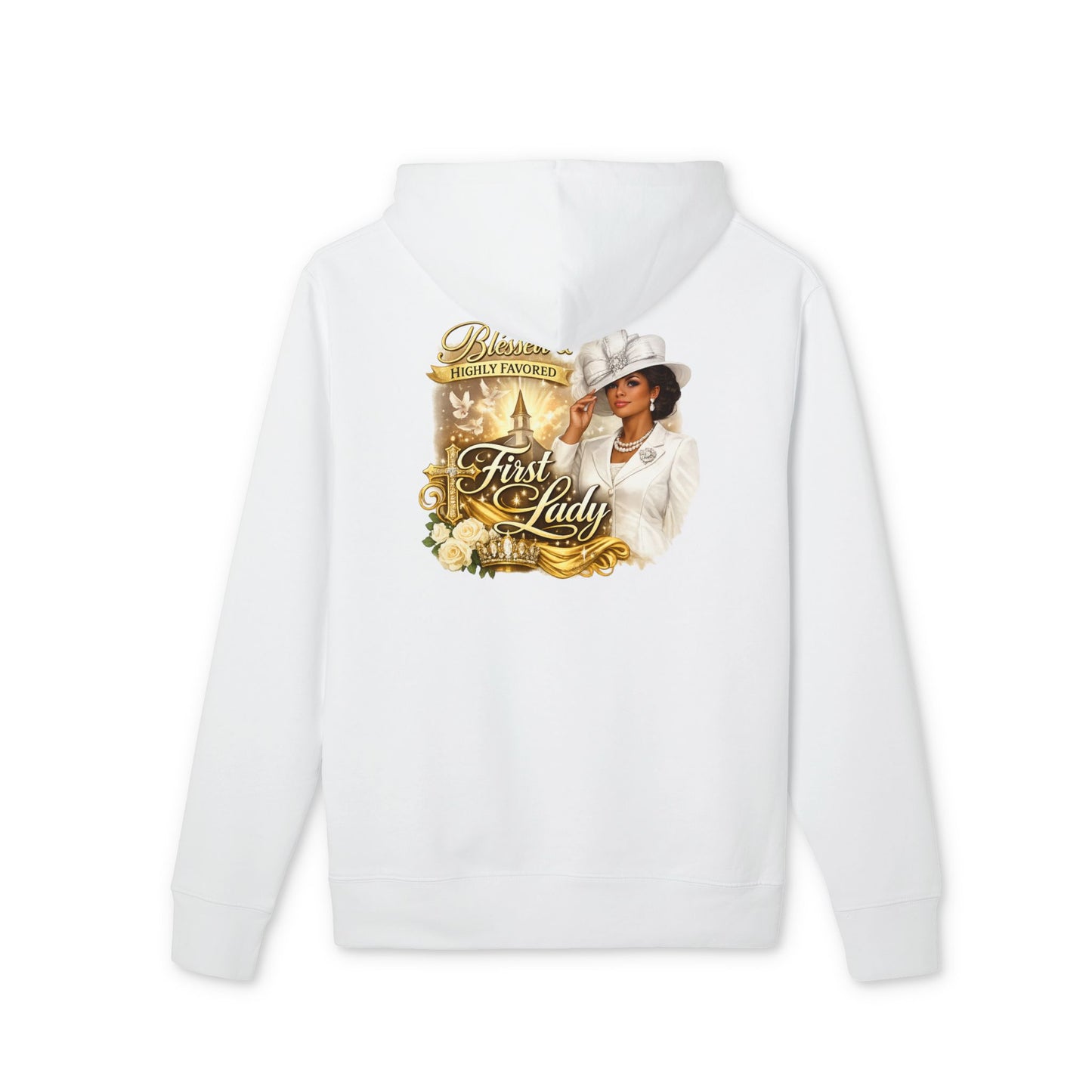 First Lady Portrait Hoodie — Elegant Gold Rose Graphic