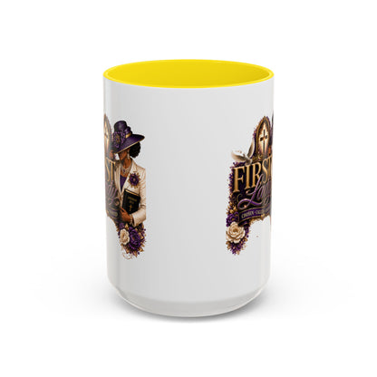 First Lady Church Coffee Mug — Elegant Purple Hat Gospel Tea Cup (11/15oz)
