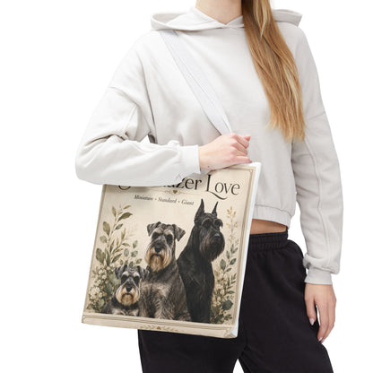 Schnauzer Love Tote Bag — Illustrated Dog Portraits, Miniature Standard Giant
