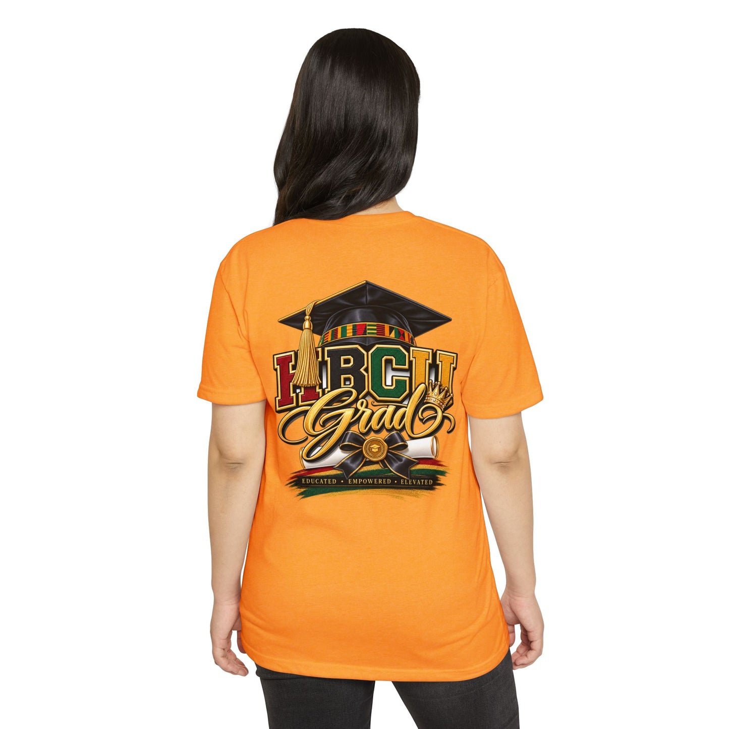 HBCU Grad T-Shirt — Black Graduation Cap & Kente Design