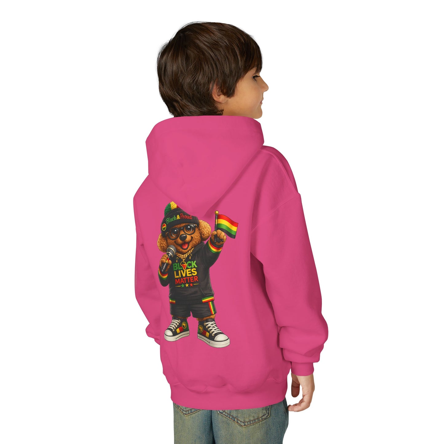 Youth Hoodie — Black Lives Matter Rasta Bear Kids Pullover