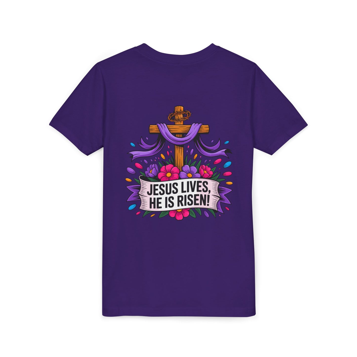 Youth Tee — "Jesus Lives, He Is Risen!" Easter Christian Tee