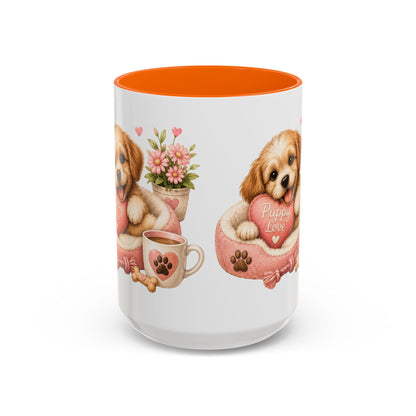 Puppy Love Coffee Mug — Cute Dog Heart Accent Mug (11/15oz)